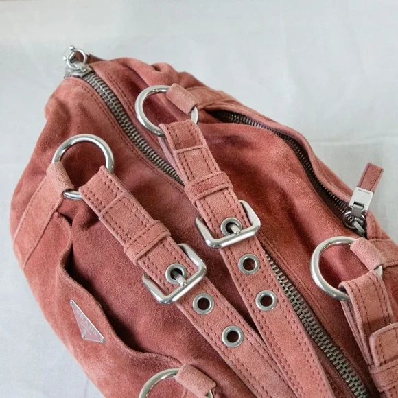 Prada Peach Suede Shoulder Bag - Picture 9 of 13